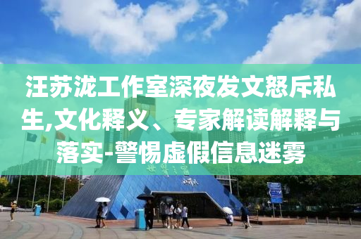 汪蘇瀧工作室深夜發(fā)文怒斥私生,文化釋義、專家解讀解釋與落實-警惕虛假信息迷霧