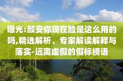 曝光:顏安你現(xiàn)在臉是這么用的嗎,精選解析、專家解讀解釋與落實-遠離虛假的假標榜語