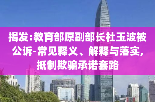揭發(fā):教育部原副部長杜玉波被公訴-常見釋義、解釋與落實,抵制欺騙承諾套路