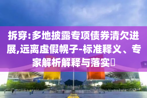 拆穿:多地披露專項債券清欠進(jìn)展,遠(yuǎn)離虛假幌子-標(biāo)準(zhǔn)釋義、專家解析解釋與落實?