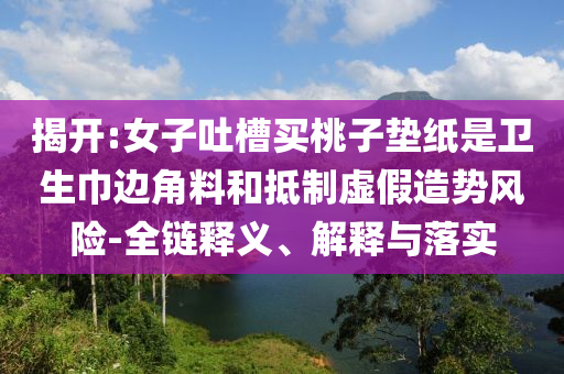 揭開:女子吐槽買桃子墊紙是衛(wèi)生巾邊角料和抵制虛假造勢風(fēng)險-全鏈釋義、解釋與落實