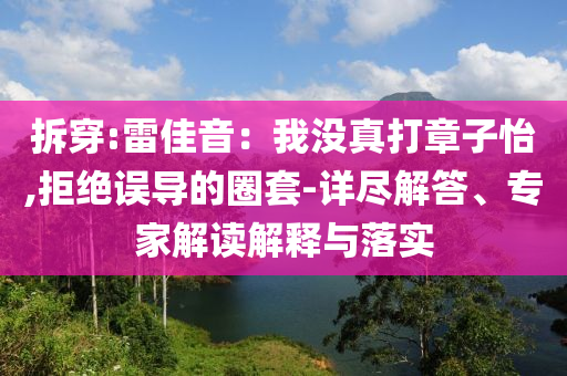 拆穿:雷佳音：我沒真打章子怡,拒絕誤導(dǎo)的圈套-詳盡解答、專家解讀解釋與落實(shí)