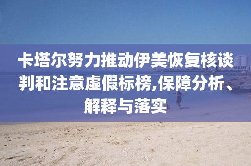 卡塔爾努力推動(dòng)伊美恢復(fù)核談判和注意虛假標(biāo)榜,保障分析、解釋與落實(shí)