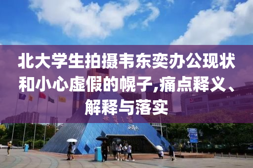 北大學(xué)生拍攝韋東奕辦公現(xiàn)狀和小心虛假的幌子,痛點(diǎn)釋義、解釋與落實(shí)