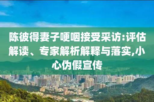 陳彼得妻子哽咽接受采訪:評估解讀、專家解析解釋與落實(shí),小心偽假宣傳