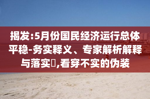 揭發(fā):5月份國(guó)民經(jīng)濟(jì)運(yùn)行總體平穩(wěn)-務(wù)實(shí)釋義、專(zhuān)家解析解釋與落實(shí)?,看穿不實(shí)的偽裝