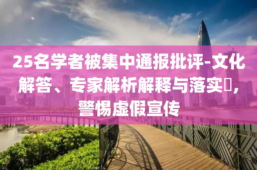 25名學(xué)者被集中通報(bào)批評(píng)-文化解答、專(zhuān)家解析解釋與落實(shí)?,警惕虛假宣傳