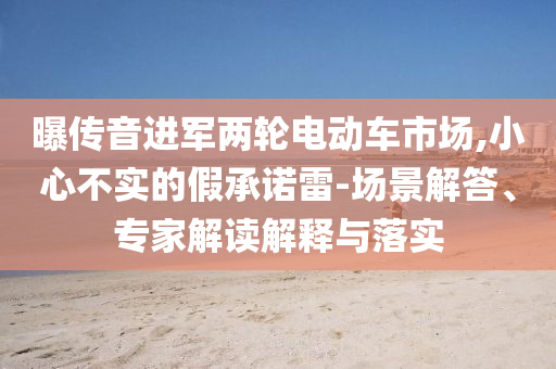 曝傳音進(jìn)軍兩輪電動(dòng)車市場(chǎng),小心不實(shí)的假承諾雷-場(chǎng)景解答、專家解讀解釋與落實(shí)