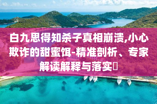 白九思得知殺子真相崩潰,小心欺詐的甜蜜餌-精準(zhǔn)剖析、專家解讀解釋與落實?