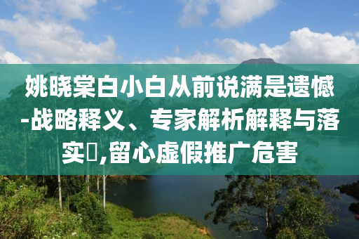 姚曉棠白小白從前說(shuō)滿是遺憾-戰(zhàn)略釋義、專家解析解釋與落實(shí)?,留心虛假推廣危害