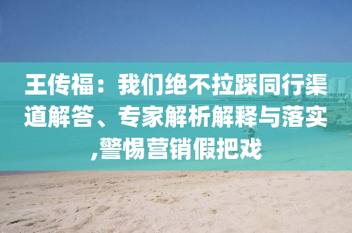 王傳福：我們絕不拉踩同行渠道解答、專家解析解釋與落實,警惕營銷假把戲