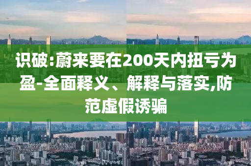 識破:蔚來要在200天內扭虧為盈-全面釋義、解釋與落實,防范虛假誘騙