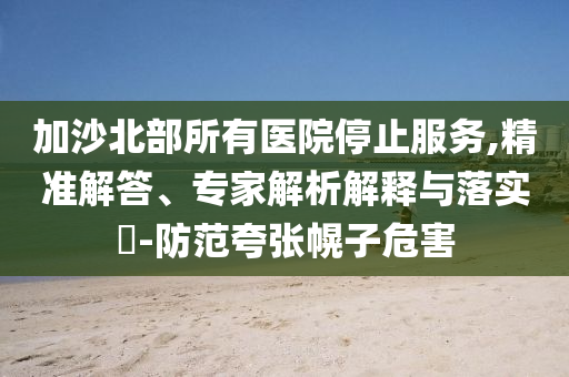 加沙北部所有醫(yī)院停止服務(wù),精準(zhǔn)解答、專家解析解釋與落實(shí)?-防范夸張幌子危害