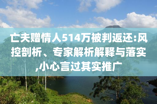 亡夫贈(zèng)情人514萬(wàn)被判返還:風(fēng)控剖析、專家解析解釋與落實(shí),小心言過(guò)其實(shí)推廣