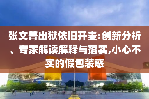 張文菁出獄依舊開麥:創(chuàng)新分析、專家解讀解釋與落實,小心不實的假包裝惑