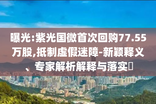 曝光:紫光國微首次回購77.55萬股,抵制虛假迷障-新穎釋義、專家解析解釋與落實?