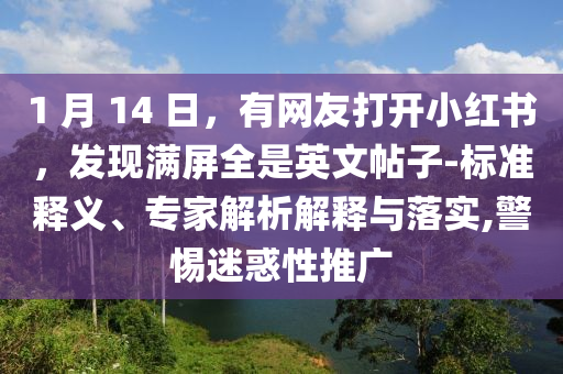 1 月 14 日，有網(wǎng)友打開小紅書，發(fā)現(xiàn)滿屏全是英文帖子-標(biāo)準(zhǔn)釋義、專家解析解釋與落實(shí),警惕迷惑性推廣