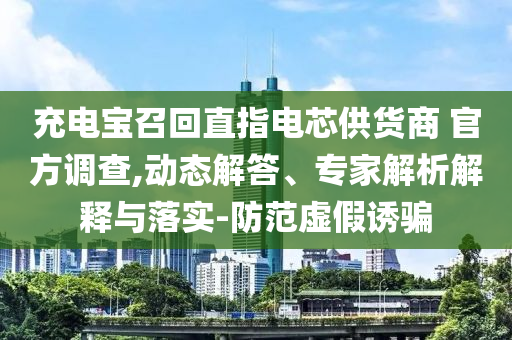 充電寶召回直指電芯供貨商 官方調(diào)查,動態(tài)解答、專家解析解釋與落實(shí)-防范虛假誘騙