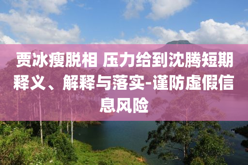 賈冰瘦脫相 壓力給到沈騰短期釋義、解釋與落實(shí)-謹(jǐn)防虛假信息風(fēng)險