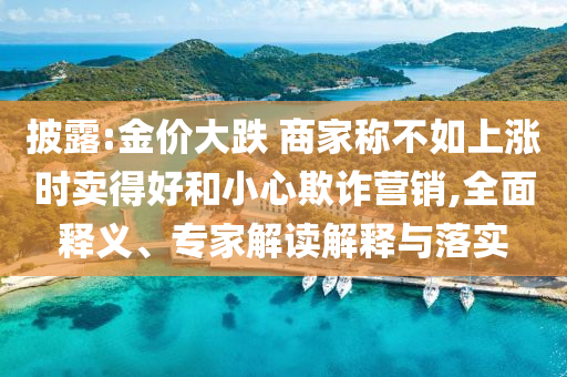 披露:金價(jià)大跌 商家稱不如上漲時(shí)賣得好和小心欺詐營銷,全面釋義、專家解讀解釋與落實(shí)