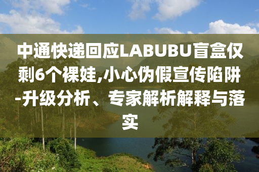 中通快遞回應(yīng)LABUBU盲盒僅剩6個(gè)裸娃,小心偽假宣傳陷阱-升級(jí)分析、專家解析解釋與落實(shí)