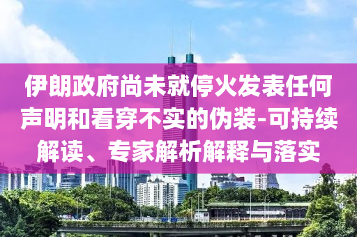 伊朗政府尚未就?；鸢l(fā)表任何聲明和看穿不實(shí)的偽裝-可持續(xù)解讀、專家解析解釋與落實(shí)