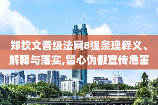 鄭欽文晉級法網(wǎng)8強條理釋義、解釋與落實,留心偽假宣傳危害