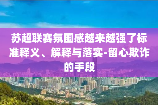 蘇超聯(lián)賽氛圍感越來越強了標(biāo)準(zhǔn)釋義、解釋與落實-留心欺詐的手段