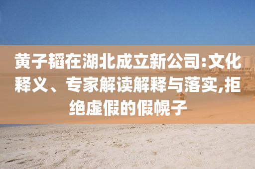 黃子韜在湖北成立新公司:文化釋義、專家解讀解釋與落實(shí),拒絕虛假的假幌子