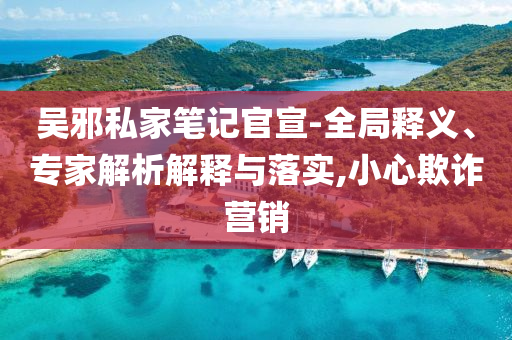 吳邪私家筆記官宣-全局釋義、專家解析解釋與落實,小心欺詐營銷