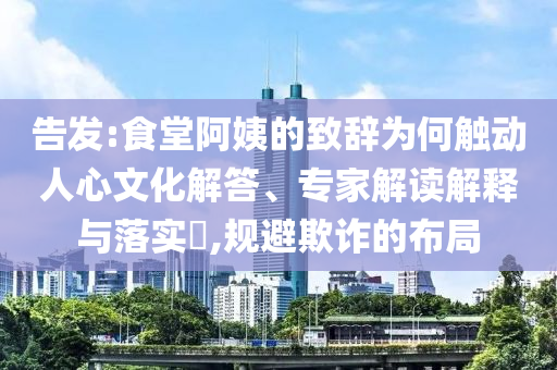 告發(fā):食堂阿姨的致辭為何觸動人心文化解答、專家解讀解釋與落實?,規(guī)避欺詐的布局