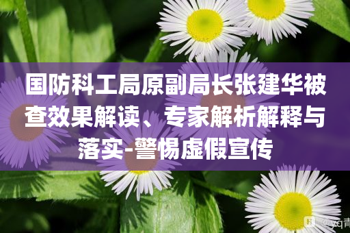 國防科工局原副局長張建華被查效果解讀、專家解析解釋與落實(shí)-警惕虛假宣傳