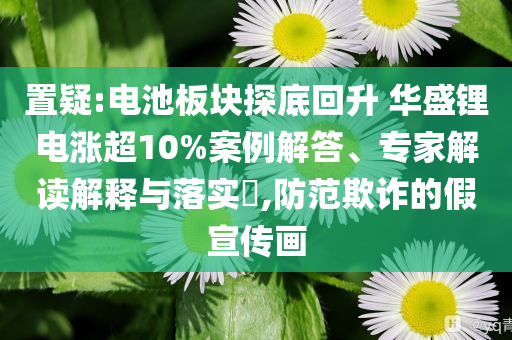 置疑:電池板塊探底回升 華盛鋰電漲超10%案例解答、專家解讀解釋與落實(shí)?,防范欺詐的假宣傳畫