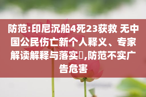 防范:印尼沉船4死23獲救 無(wú)中國(guó)公民傷亡新個(gè)人釋義、專家解讀解釋與落實(shí)?,防范不實(shí)廣告危害