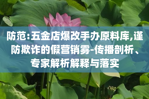 防范:五金店爆改手辦原料庫,謹防欺詐的假營銷霧-傳播剖析、專家解析解釋與落實
