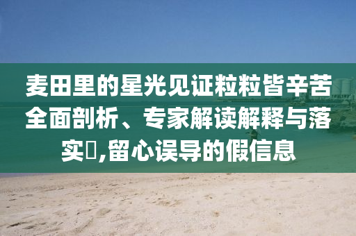 麥田里的星光見證粒粒皆辛苦全面剖析、專家解讀解釋與落實(shí)?,留心誤導(dǎo)的假信息