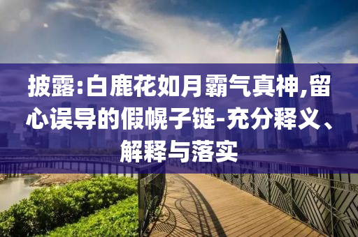 披露:白鹿花如月霸氣真神,留心誤導(dǎo)的假幌子鏈-充分釋義、解釋與落實(shí)