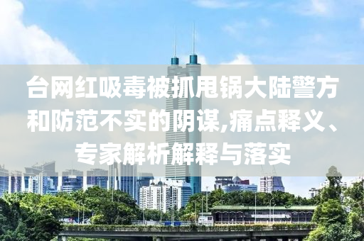 臺(tái)網(wǎng)紅吸毒被抓甩鍋大陸警方和防范不實(shí)的陰謀,痛點(diǎn)釋義、專家解析解釋與落實(shí)
