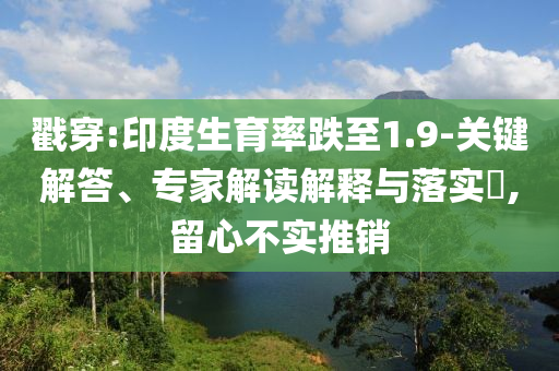 戳穿:印度生育率跌至1.9-關(guān)鍵解答、專家解讀解釋與落實?,留心不實推銷