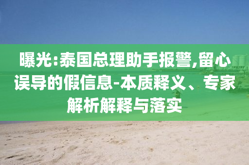 曝光:泰國(guó)總理助手報(bào)警,留心誤導(dǎo)的假信息-本質(zhì)釋義、專家解析解釋與落實(shí)