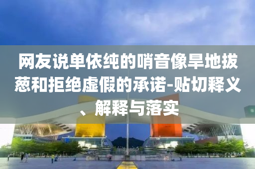 網(wǎng)友說單依純的哨音像旱地拔蔥和拒絕虛假的承諾-貼切釋義、解釋與落實(shí)