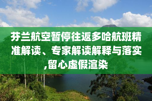 芬蘭航空暫停往返多哈航班精準(zhǔn)解讀、專家解讀解釋與落實,留心虛假渲染