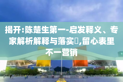 揭開:陳楚生第一-啟發(fā)釋義、專家解析解釋與落實(shí)?,留心表里不一營銷