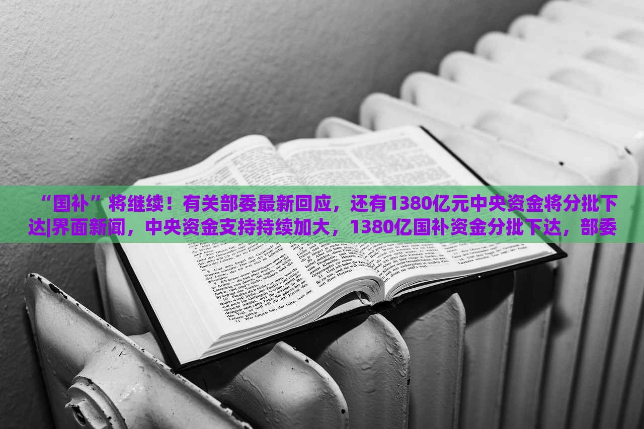 “国补”将继续！有关部委最新回应，还有1380亿元中央资金将分批下达|界面新闻，中央资金支持持续加大，1380亿国补资金分批下达，部委最新回应！